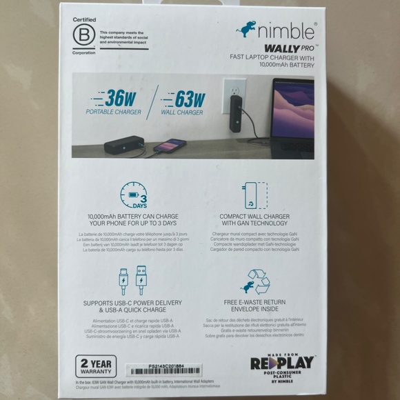 #2649 Nimble Wally Pro 10K Portable + Wall Charger - Picture 2 of 6